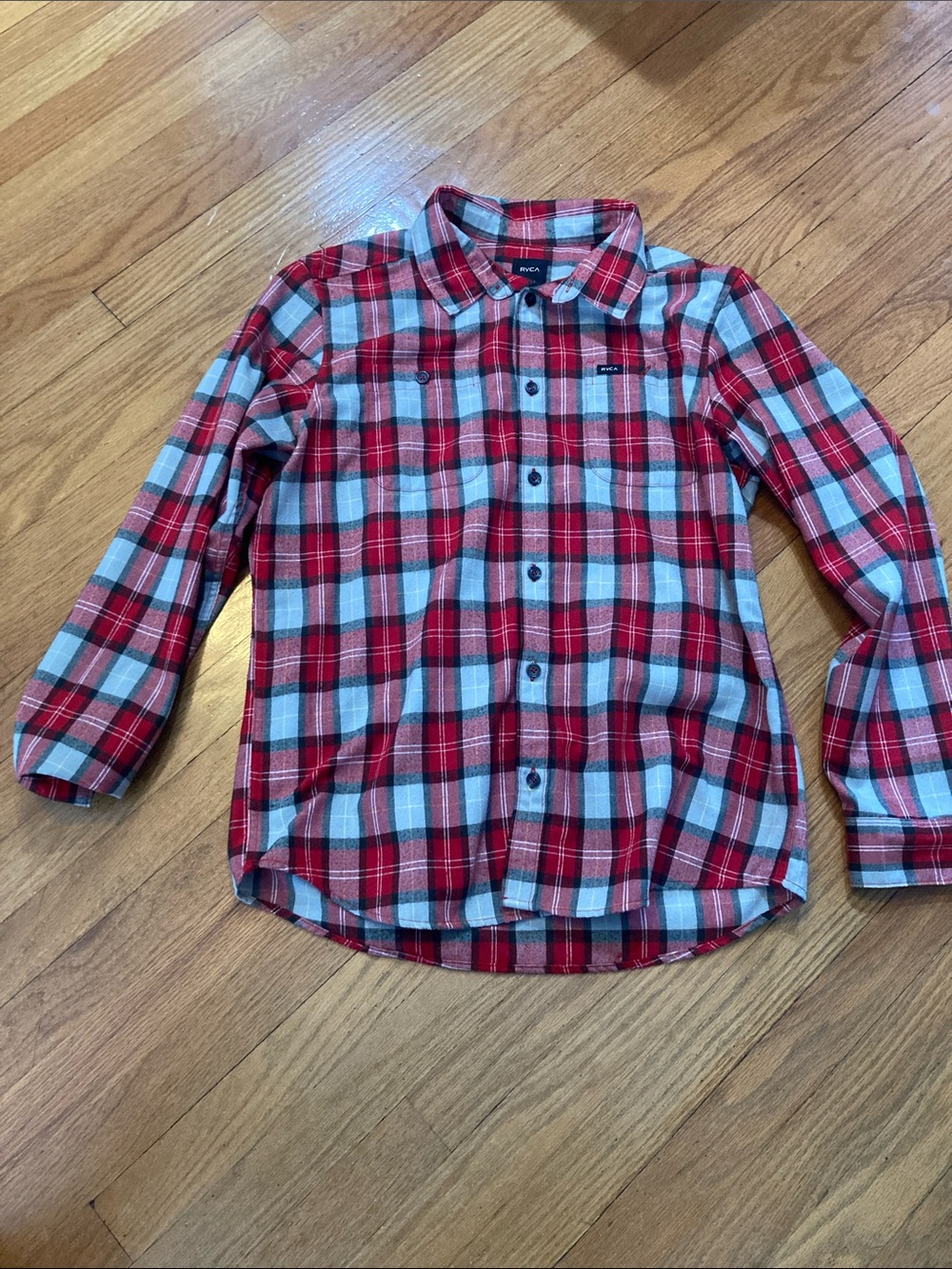 RVCA Red and White Plaid Men’s Button-Down Shirt size large